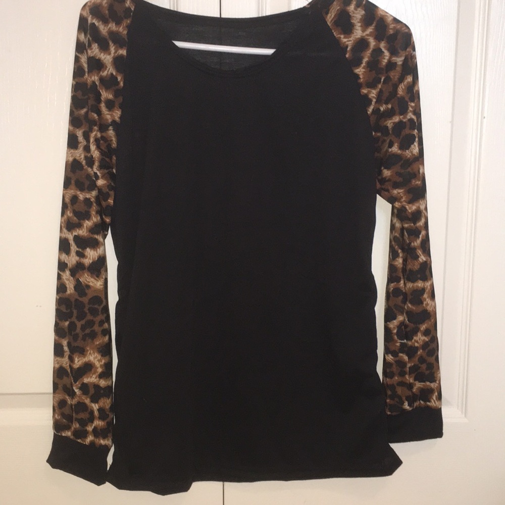 Black Leopard Baseball Tee